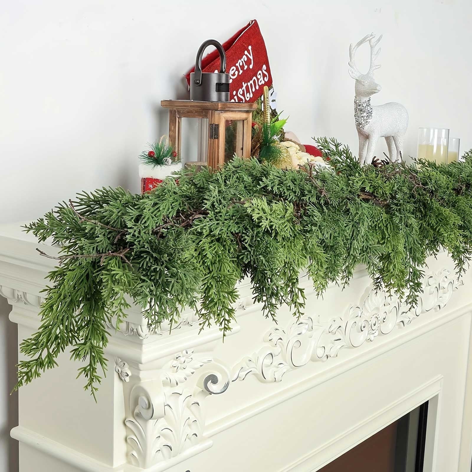 IPEWLEX Artificial Norfolk Garland 5.9ft – Realistic Green Winter ...