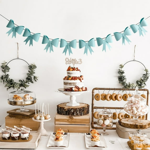 IPEWLEX Birthday Party Decorations - Paper Bow Banner,Cute & Festive Layout, Easy Assemble