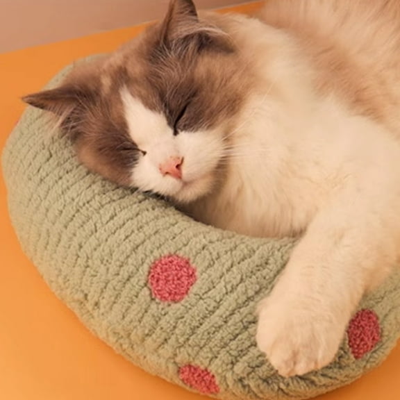 IPEWLEX Cats Pillow Pet Cushion, Wear-Resistant, Washable Half Donut Pillow, Soft and Comfortable, Durable Filler for Cat Relaxation