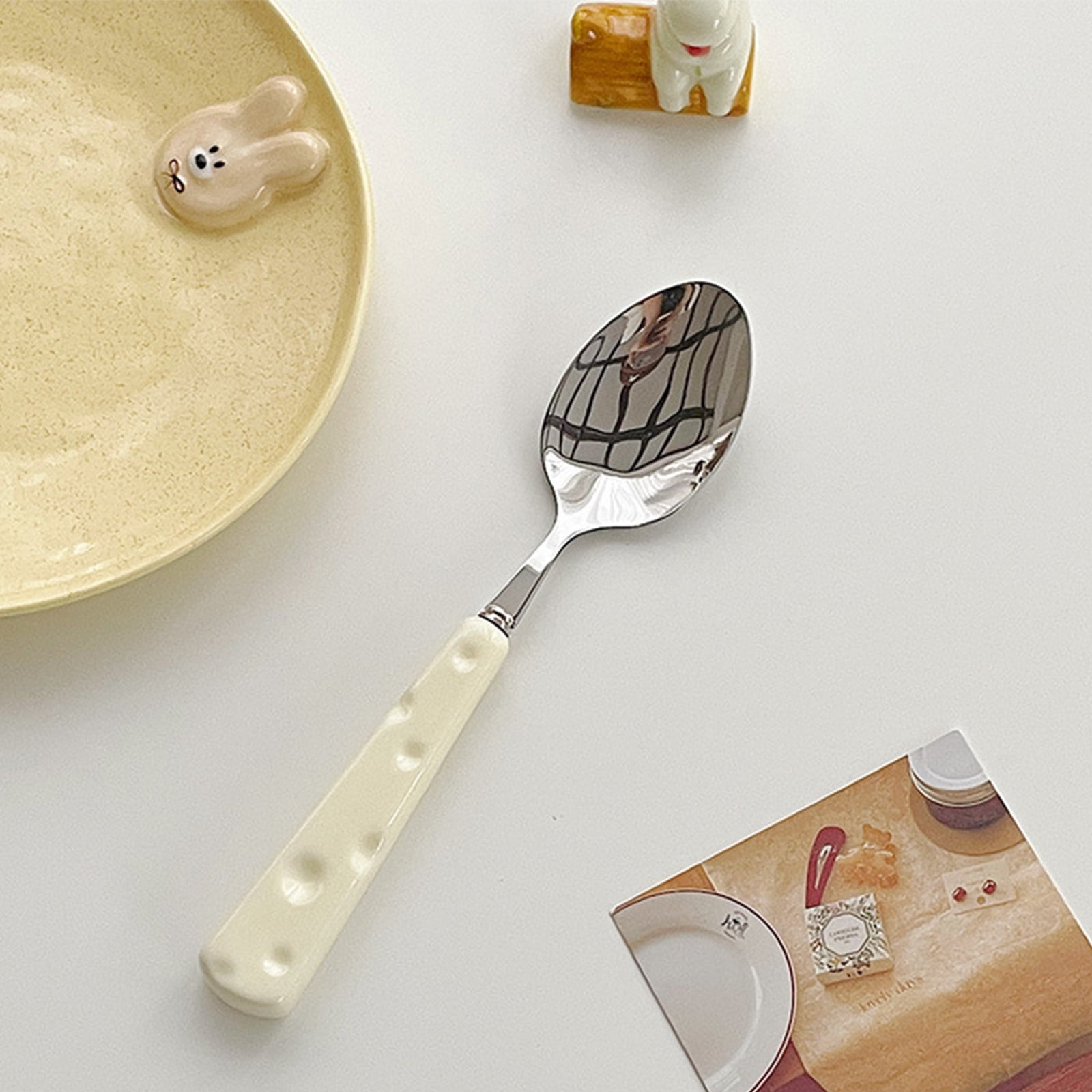 IPEWLEX Ceramic Cheese Tableware Set Cute Fruit Fork and Dessert