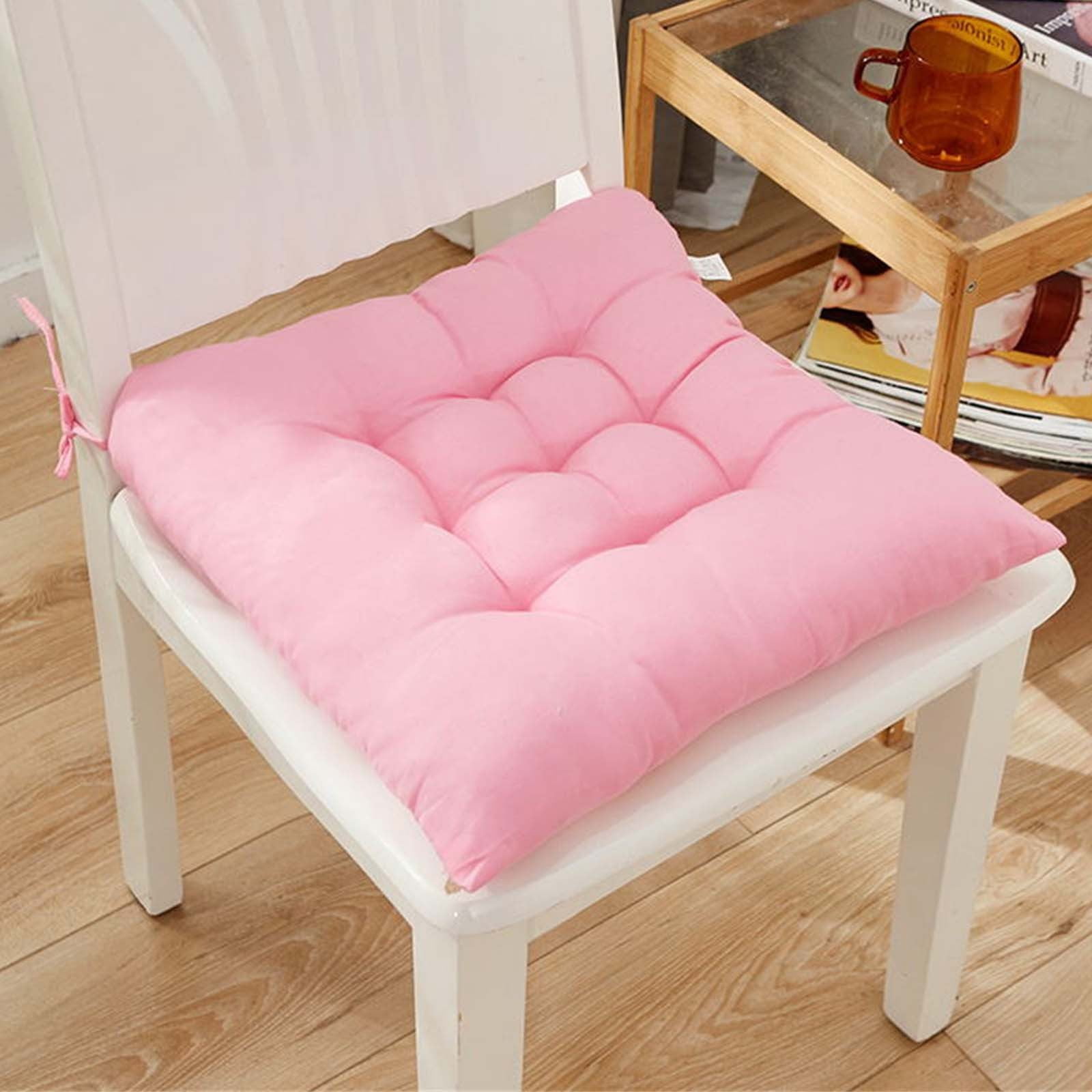 KQJQS Soft Chair Pads with Ties Comfy Solid Seat Cushion for Dining Chairs Office Chairs Hardwood Floors Pink 15.7 x15.7