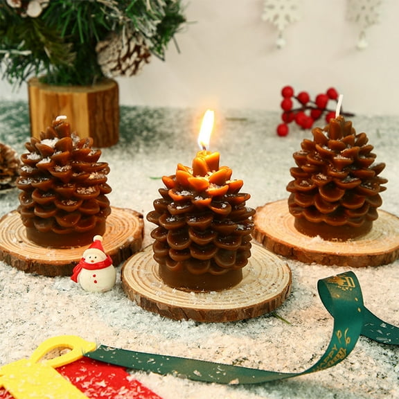 IPEWLEX Christmas Pinecone Shape Aromatherapy Candle - Soybean Wax, Holiday Decoration, Cozy Scent, Easy Lighting, Versatile Table Centerpiece or Mantel Decor