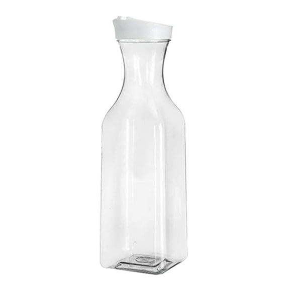 IPEWLEX Clear Plastic Water Carafe with Flip Lid - 33-Ounce Pitcher for Juices, Iced Tea, Water, and Cold Beverages - Lightweight and Leak-Proof