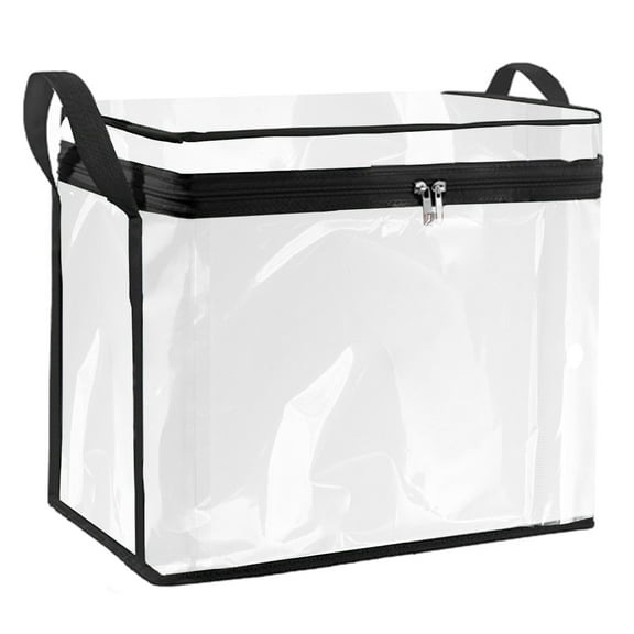 IPEWLEX Comic Book Storage Box & DVD Media Organizer - Clear PVC Zippered Weather-Proof Bag w/ Handles for Comics Volumes Collectibles Protection