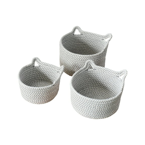 IPEWLEX Cotton Rope Woven Desktop Storage Basket - Machine Washable, Multipurpose, and Stylish Organization for Home and Kitchen