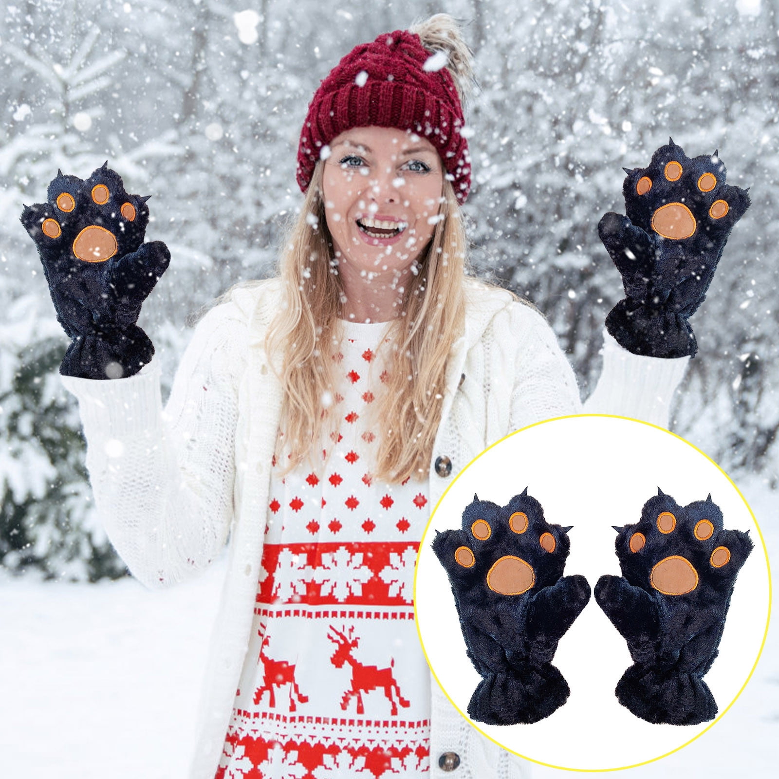 IPEWLEX Cute Animals Paw Gloves Pet Claw Bear Palm Full Finger
