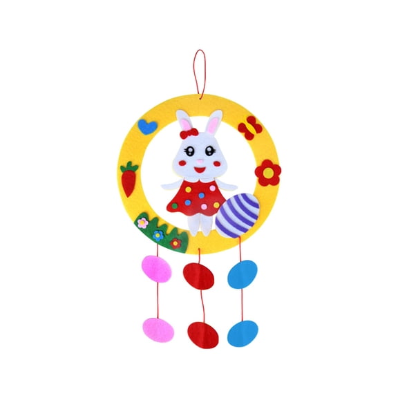 IPEWLEX DIY Easter Wreath Craft Kit with Felt Flowers & Festive Ornaments – Perfect for Spring Decorations, Family Projects, and Classroom Activities,14.96x7.59in