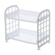 IPEWLEX Double-Layer Plastic Storage Shelf with Hollowed Out Design - Space-Saving Organizer for Kitchen, Bathroom, and Living Room