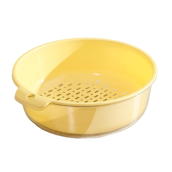 IPEWLEX Double Layer Vegetable Washing Basin - Transparent Food Plastic, Drainage Basket for Home Kitchen