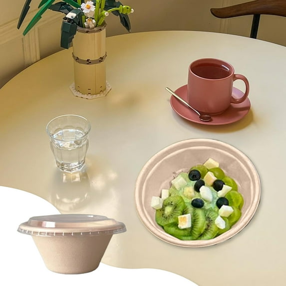 IPEWLEX Eco-Friendly Disposable Paper Bowls - 850ml, Leak-Proof Lids, Microwave Safe, for Home, Picnic, Parties
