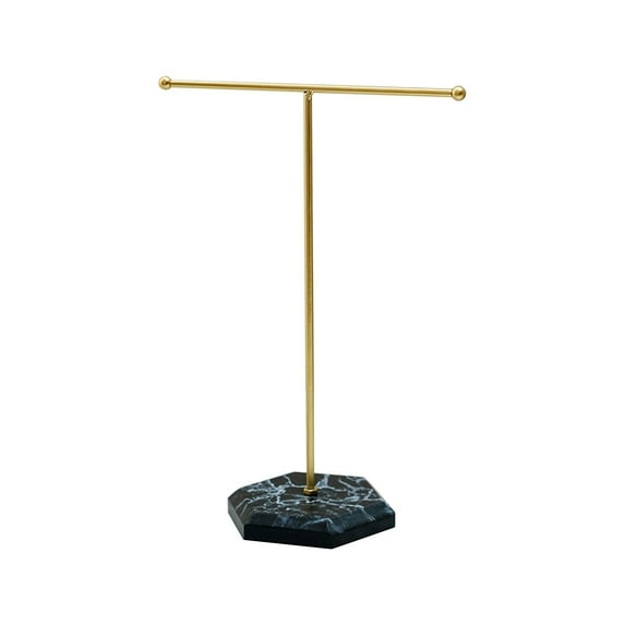 IPEWLEX Elegant Modern T-Shape Jewelry Stand with Sturdy Wood Base for Organizing Necklaces, Bracelets, and Earrings