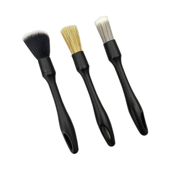 IPEWLEX Ergonomic 3-Piece Car Detail Brush Set for Gentle and Effective Interior Cleaning - Soft Bristle Design for Delicate Surfaces