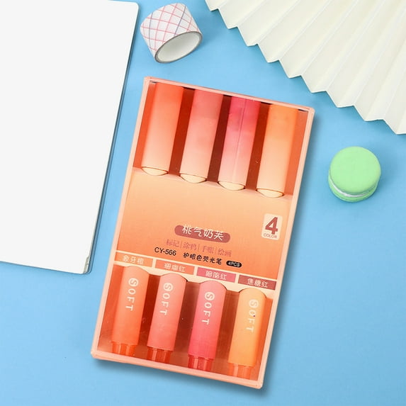 IPEWLEX Eye Color Gradient Highlighter Set - 4 Soft Tip Markers with Muted Colors for Notetaking, Journaling, and Art Projects