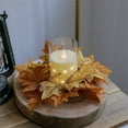 thumbnail image 1 of IPEWLEX Festival Ready: Artificial Maple Leaf Wreath Candle Centerpiece for Halloween Decoration - Indoor & Outdoor Use, 1 of 4