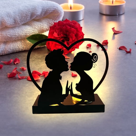 IPEWLEX Iron Candle Holders - 1Pc Black Floral Alphabet Design, Valentine's Day Decoration, Home Ornament, Wedding Crafts