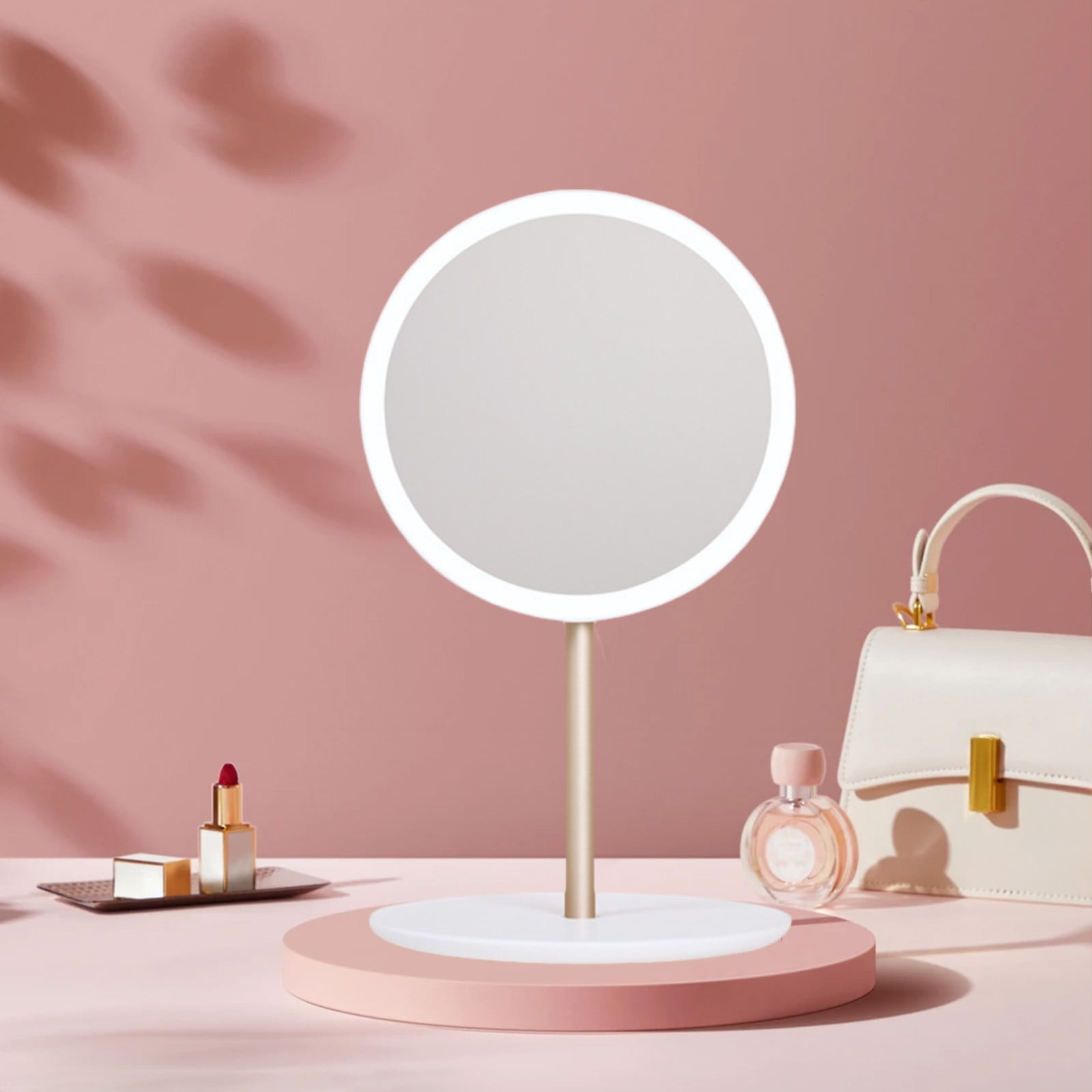 IPEWLEX LED Folding Travel Cosmetic Mirror, Portable Rechargeable Makeup Mirror with Natural