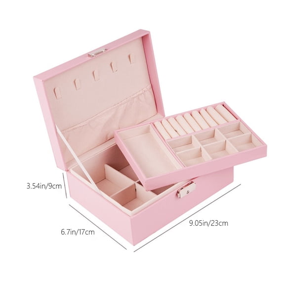 IPEWLEX Large Customizable Leather Jewelry Box with Lock - Stylish Storage for Earrings, Necklaces, and More