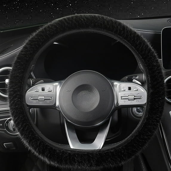 IPEWLEX Large Plush Steering Wheel Cover for Winter - Warm, Non-Slip, 14-15 Inch Diameter, Furry Car Steering Wheel Cover, Easy Install, Comfortable Grip