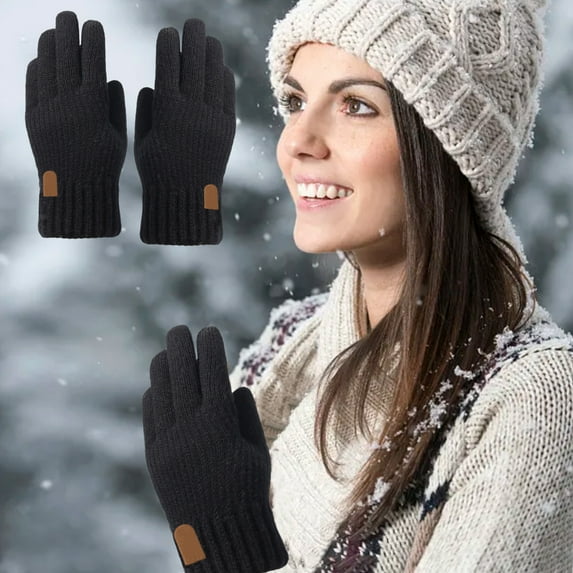 IPEWLEX Men's Winter Knitted Gloves - Acrylic + Fleece, Warm & Cozy, Ideal for Outdoor Cold Protection