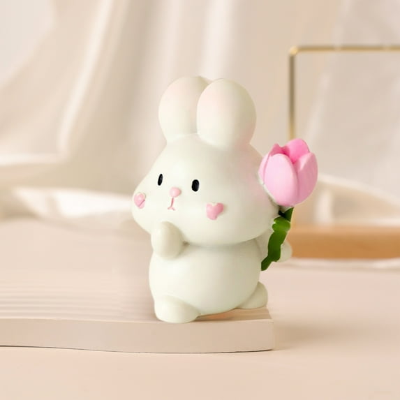 IPEWLEX Mini Bunny Figurines Cute Rabbits Sculpture Desk Decor Small Resin Animal Statues for Home Desktop Table Ornament Easter Decorations Party Gifts