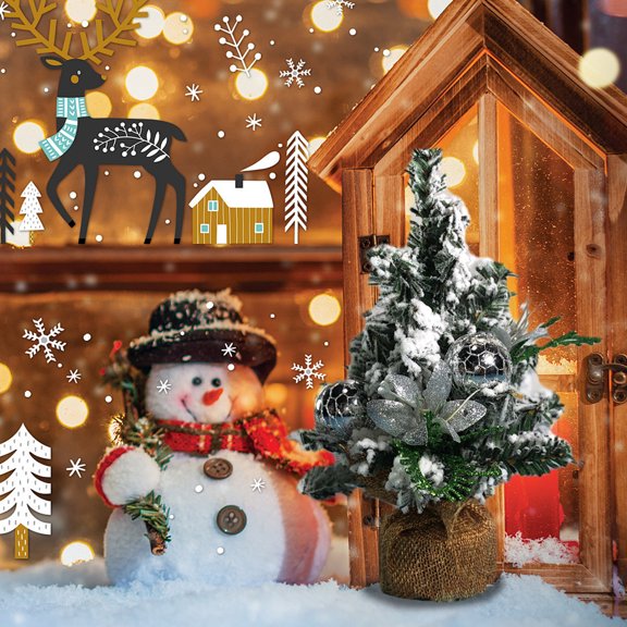 IPEWLEX Mini Christmas Tree Package,Small Desktop Christmas Decorations,Home Christmas Scene Ornament Set for Multi-Scene Application,Office,Store,Family Gathering