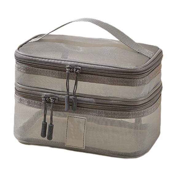 IPEWLEX Multi-Layer Mesh Toiletry Bag for Travel – Large-Opening, Transparent Storage with Wide Comfort Grip & Dual-Zipper Security – Ideal for Business Trips & Daily Use