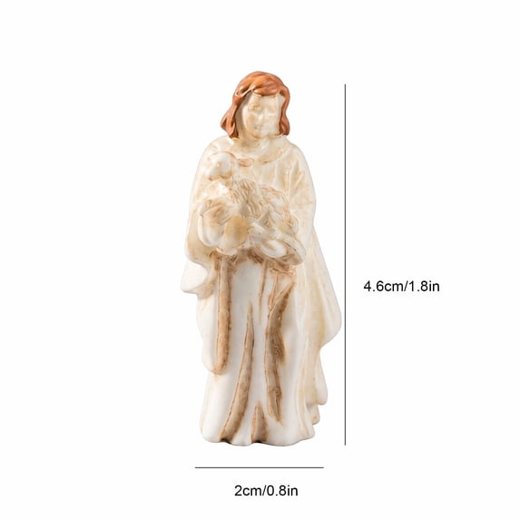 IPEWLEX Nativity Shepherd Figurine with Lamb – Mini Resin Christmas Creche Decoration, Vintage Style for Mantel, Tabletop & Holiday Display