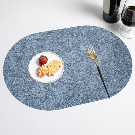 IPEWLEX Oval Cloth Grain Leather Placemats - Oil Proof, Heat Insulation, Non-Slip, Easy to Clean,for Home and Restaurant Use