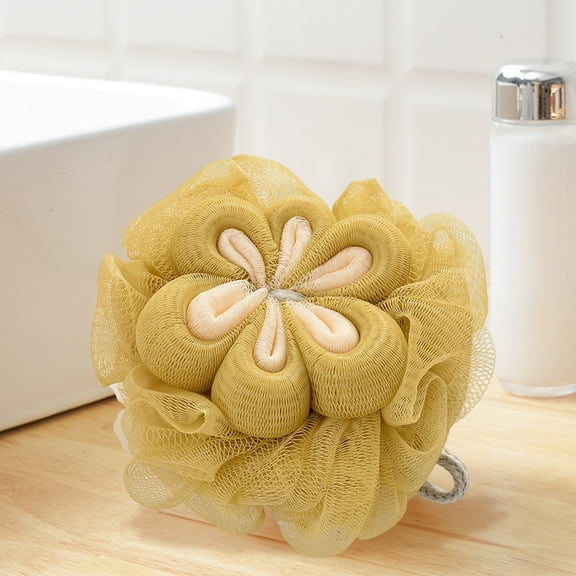 IPEWLEX Plums Blossoms Soft Bath Cleaning Supply, Polyester Double-Layer Mesh Bath Sponge with Hanging Design for Comfortable Cleaning