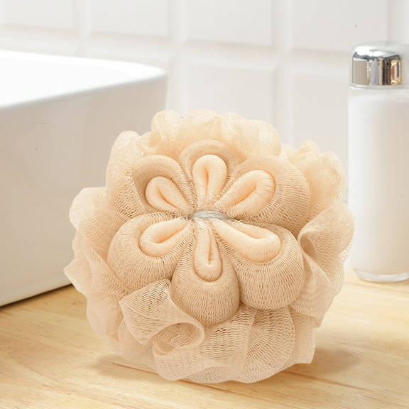 IPEWLEX Plums Blossoms Soft Bath Cleaning Supply, Polyester Double-Layer Mesh Bath Sponge with Hanging Design for Comfortable Cleaning