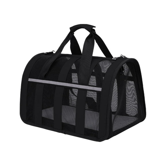 IPEWLEX Portable and Foldable Small Pet Carrier with Adjustable Shoulder Strap and Ventilated Mesh, Black, 14 lb Limit