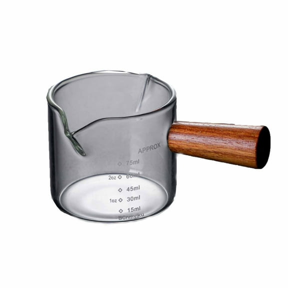 IPEWLEX Premium Borosilicate Glass Measuring Cup with Spout and Wooden Handle - Multi-Purpose Kitchen Tool for Accurate Measurements