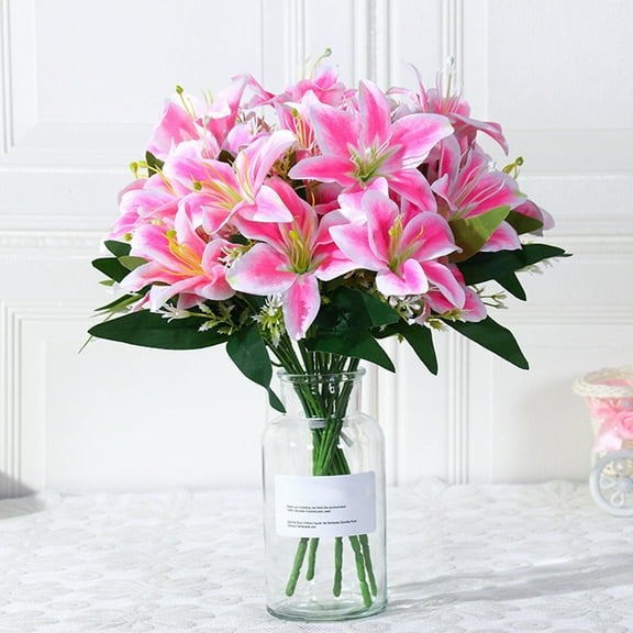 IPEWLEX Realistic Lilies Silk Flower Bouquet for Indoor Decoration, Long-Lasting and Easy to Match