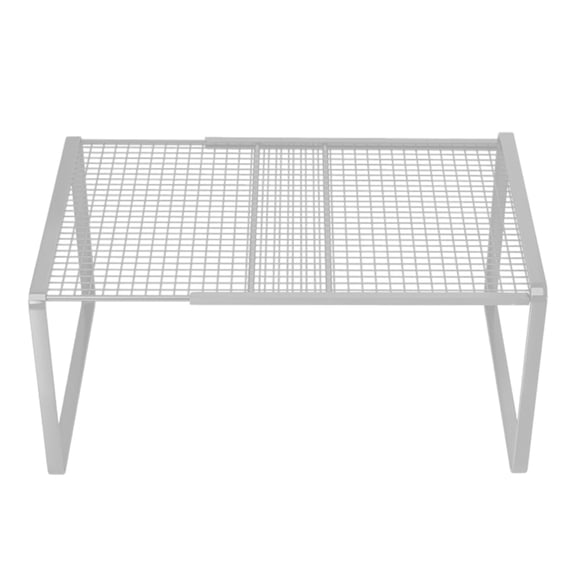 IPEWLEX Stackable Metal Cabinet Shelf Organizer, Adjustable Height, White, Kitchen and Bathroom Storage Rack