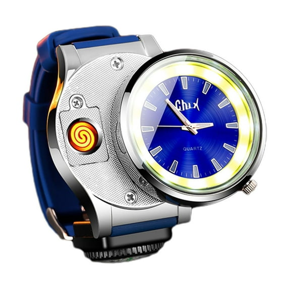 IPEWLEX Type-C Rechargeable Windproof Tungsten Lighter Watch with Intelligent Sensing Technology and Night Light Feature