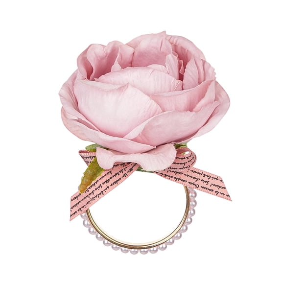 IPEWLEX Valentine’s Day Rose Napkin Ring – Elegant Floral Table Decor for Dinner Parties, Weddings & Holiday Gatherings, Rust-Resistant with Sparkling Rhinestone Accents