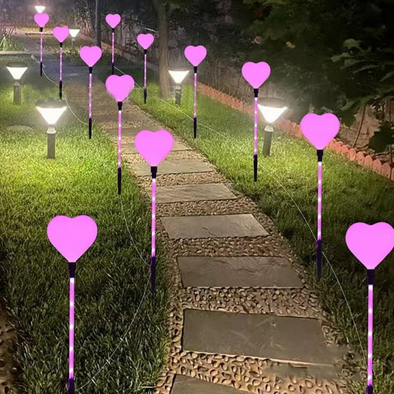 IPEWLEX Valentine's Day Solar Lights - 6 LED Love Shape String, Waterproof Outdoor Garden Decoration, Auto On/Off, Perfect for Lawns, Patios & Fences