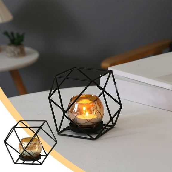 IPEWLEX Vintage Iron Geometric Candle Holders,European Holiday Home Ornament for Cozy Ambience
