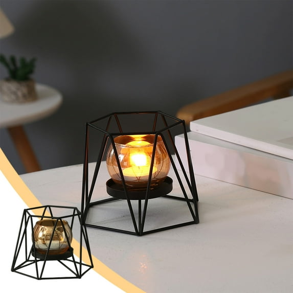 IPEWLEX Vintage Iron Geometric Candle Holders,European Holiday Home Ornament for Cozy Ambience