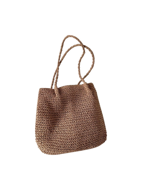 Women's Straw Crochet Backpack - Casual Beach Daypack with Drawstring Shoulder Strap and Large Capacity for Summer Outings