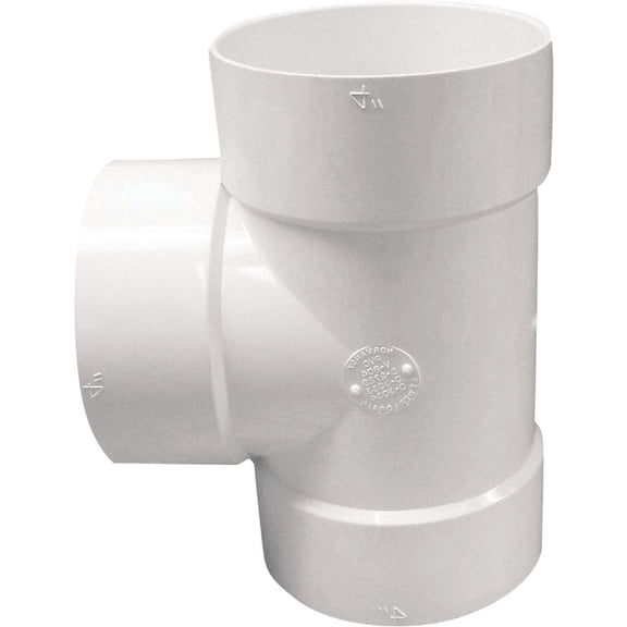 Genova Products PVC Sewer and Drain Sanitary Bull Nose Tee - 4 In, White