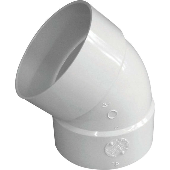 Canplas 4 In. PVC Sewer and Drain Elbow 45 Deg. (1/8 Bend) - SDR 35 - White