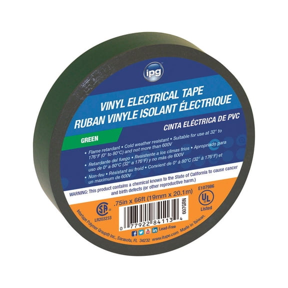 Intertape Polymer Group 85827 3/4" x 60' Green Vinyl Electrical Tape