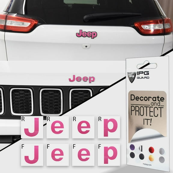 IPG for Compass MP 2017-2019 Front and Rear Emblem Overlay Decal Stickers - Emblem Do it Yourself Stickers Set Personalize Your Compass MP (Gloss Pink)