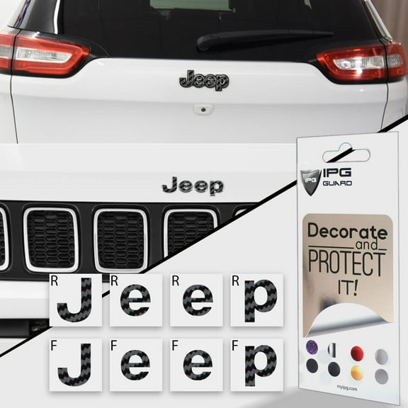 IPG for Compass MP 2017-2019 Front and Rear Emblem Overlay Decal Stickers - Emblem Do it Yourself Stickers Set Personalize Your Compass MP (Black Carbon Fiber)