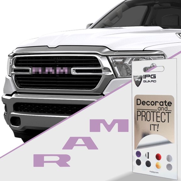 IPG Compatible with 2019-2021 RAM 1500 (Tradesman, Bighorn, Laramie, Limited, Rebel) Grille Overlay Stickers Do it Yourself Stickers Set Personalize Your Vehicle (Lilac)