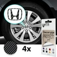 thumbnail image 1 of IPG Compatible with Accord Civic Element CRV CRZ JDM Center Cap Overlay Wheel Tire Decals Stickers (Logo: 2" / Center Cap:2.25") (4 Units) Personalize Your Vehicle (Black Carbon Fiber), 1 of 6