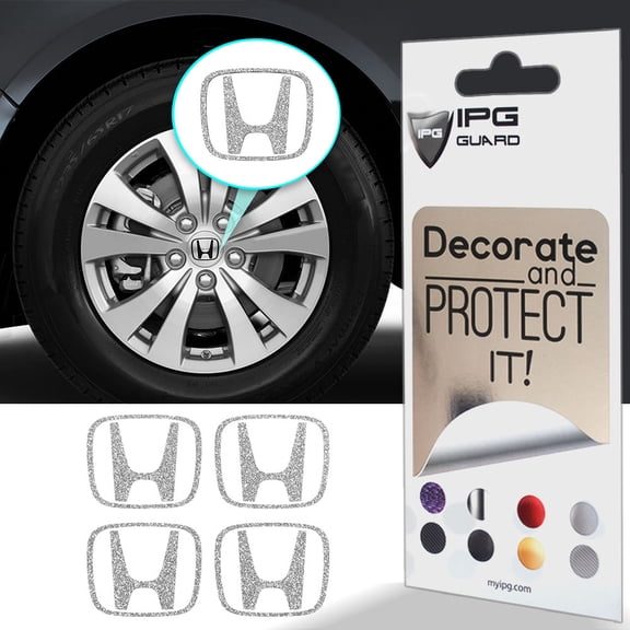 IPG Compatible with Crosstour Accord Element CRV CRZ Ridgeline Odyssey Pilot Logo Center Cap Overlay Wheel Tire Decals Stickers (Logo: 2.25" / Center Cap:2.75")(4 Units) (White Glitter)
