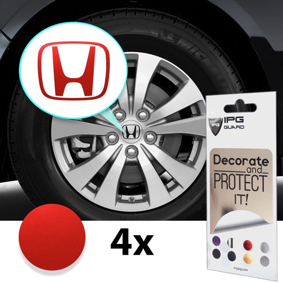 IPG Compatible with Crosstour Accord Element CRV CRZ Ridgeline Odyssey Pilot Logo Center Cap Overlay Wheel Tire Decals Stickers (Logo: 2.25" / Center Cap:2.75")(4 Units) (Red Pearl)