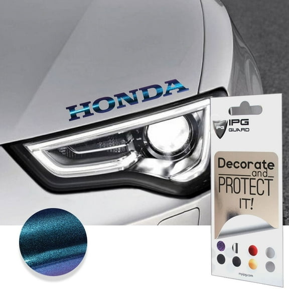 IPG Compatible with Honda Logo Letter 6" Vinyl Decal Sticker (2 Units) Carbon Fiber Cover Wrap Skin Do it Yourself Stickers Set Personalize Your Vehicle (Chameleon - Purple to Navy Blue)